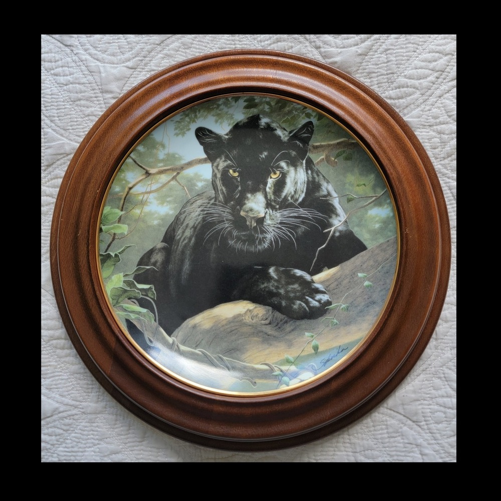 Vintage Franklin Mint Silent Watch Panther Limited Edition Porcelain Plate Frame